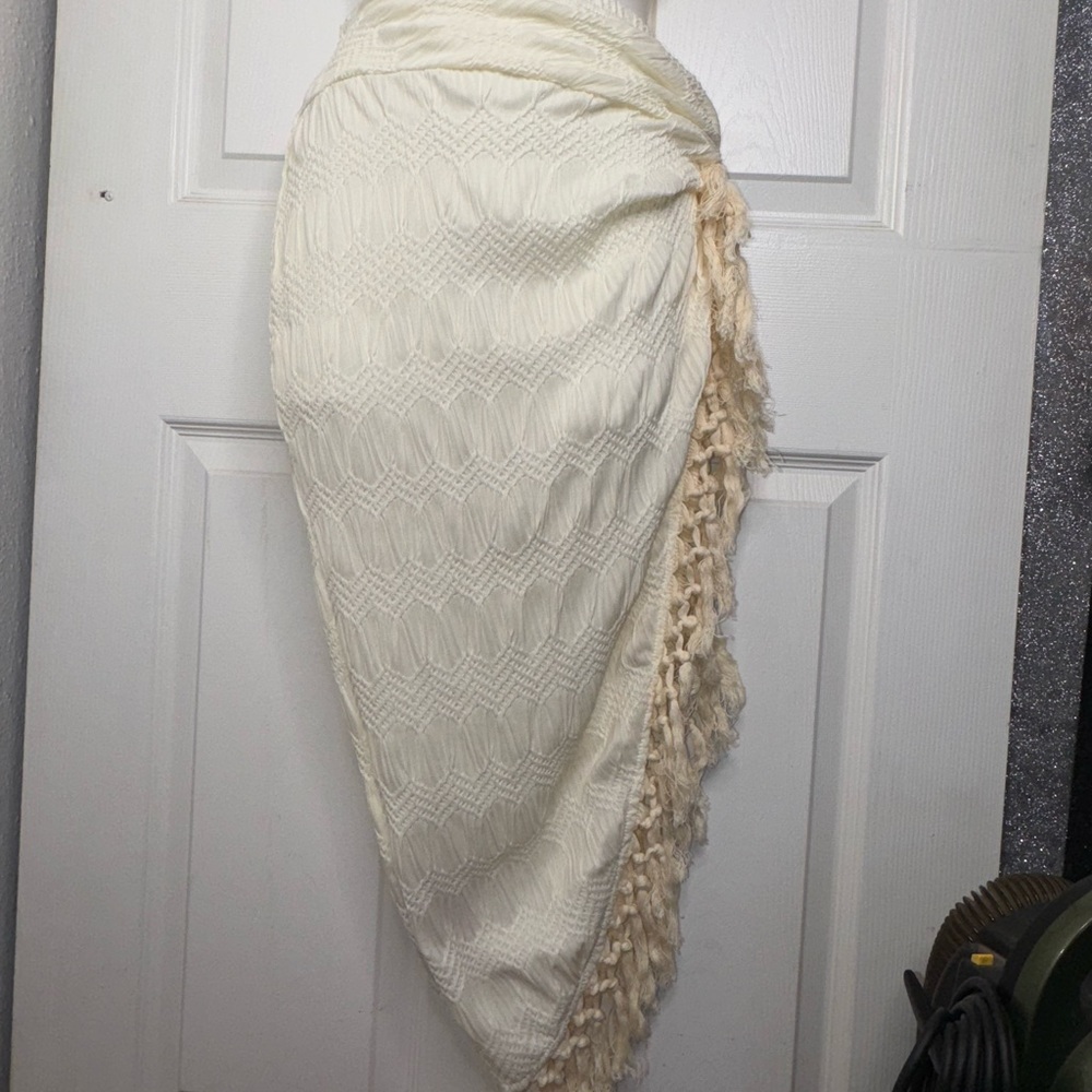 Elegant Cream Fringe Skirt